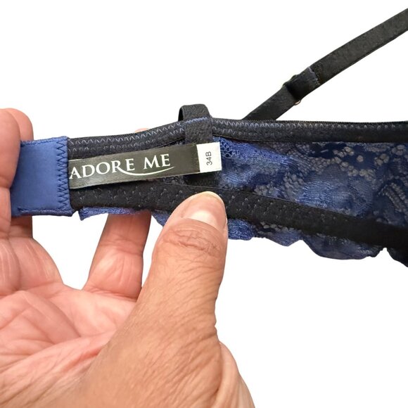 Adore Me Navy Blue Lace Push-Up Bra With Adjustable Straps & Hook Closure Size 3 - Picture 6 of 6